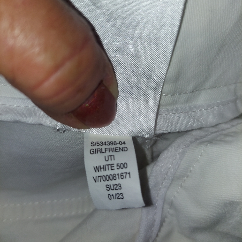 Banana Republic White Girlfriend Authentic Chino Pant  Raw Hem Sz 12 - Picture 16 of 17